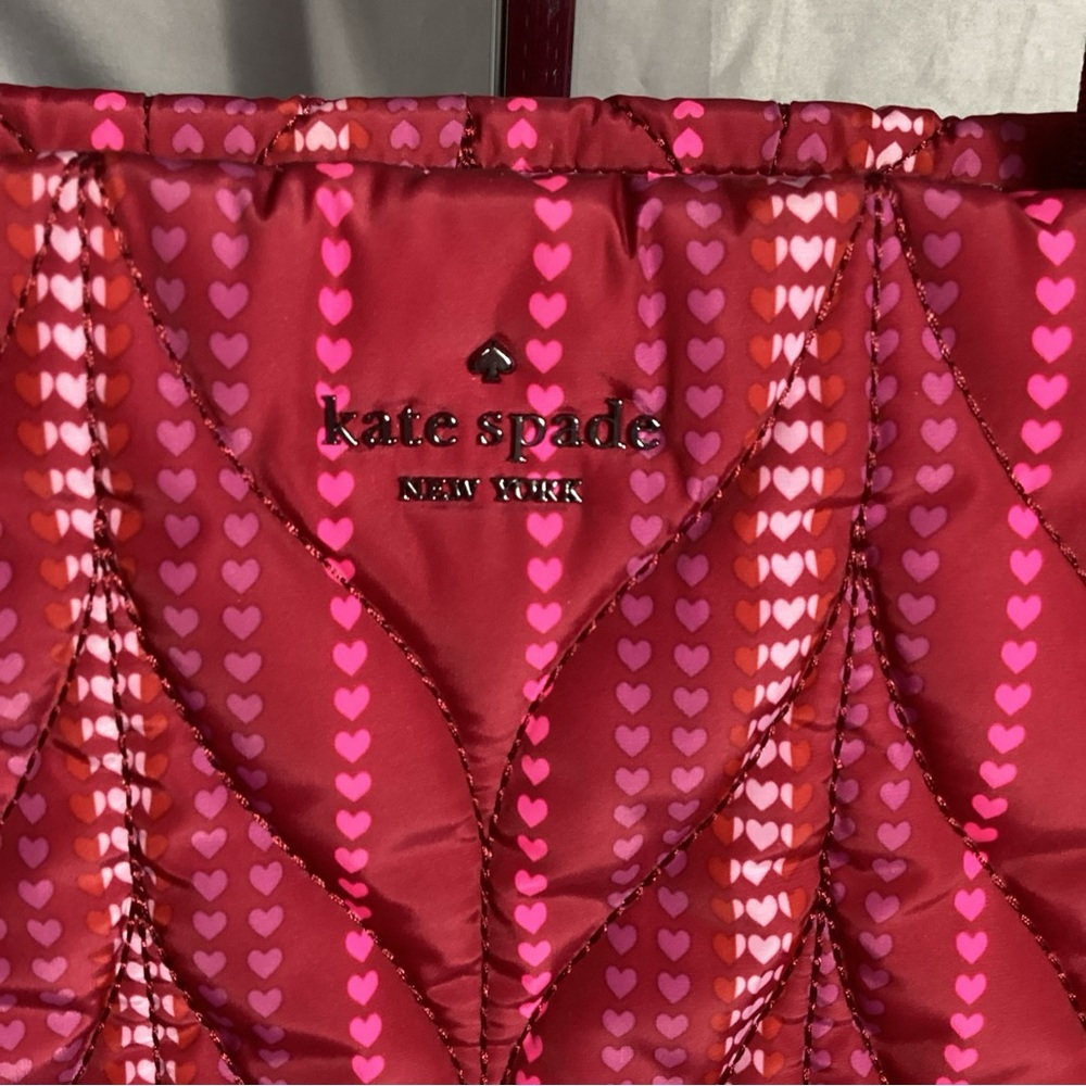 Kate Spade Nylon Red Heart Striped Satchel Shoulder Bag EUC - Picture 6 of 14